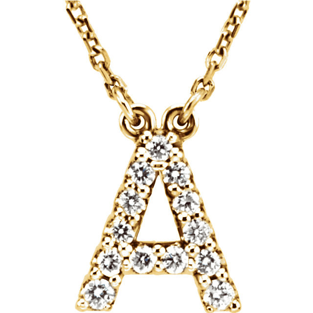 14k Yellow White or Rose Gold Diamond Initial Letter A Pendant Necklace 18" - Jewelry Store by Erik Rayo