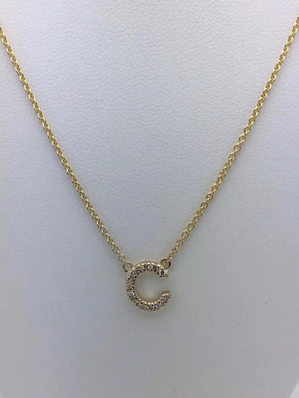 14k Yellow White or Rose Gold Diamond Initial Letter C Pendant Necklace 18" - Jewelry Store by Erik Rayo