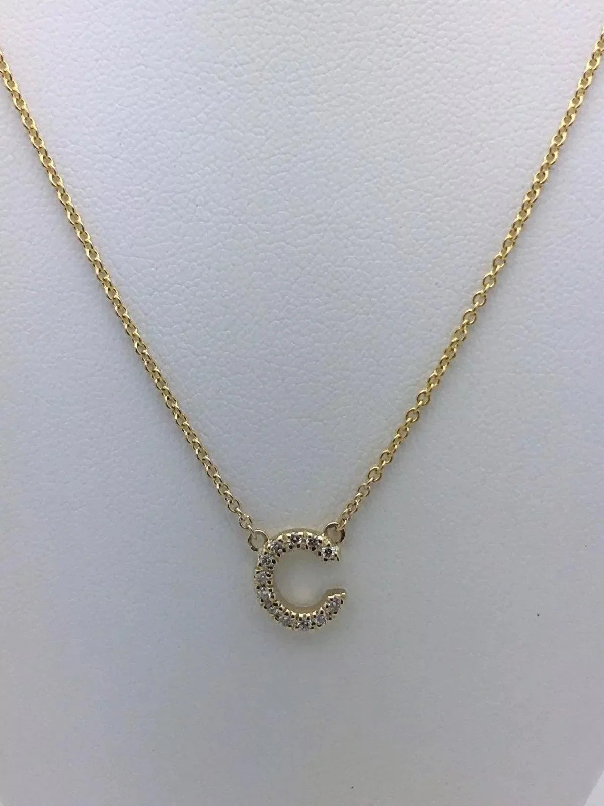 14k Yellow White or Rose Gold Diamond Initial Letter C Pendant Necklace 18" - Jewelry Store by Erik Rayo