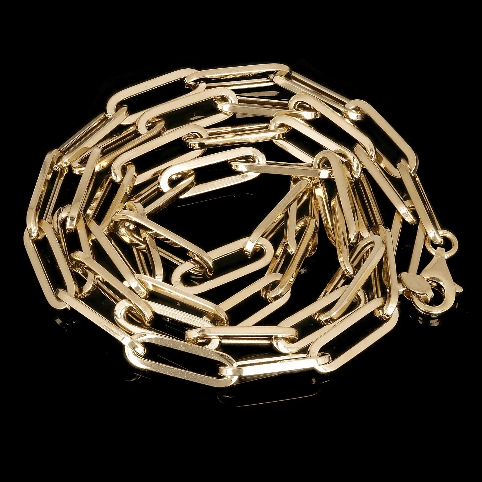 Italian 14k Yellow Gold Hollow Paper Clip Chain Necklace 18" 4.3mm 6.2 grams - Jewelry Store by Erik Rayo