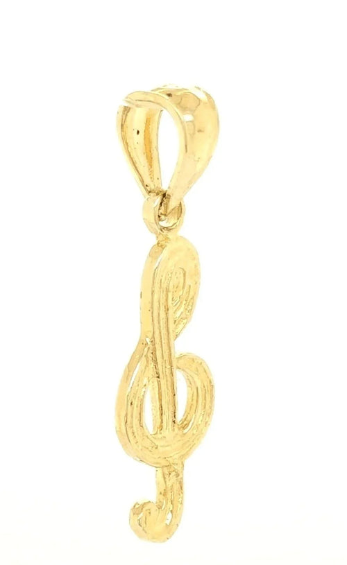 14k Yellow Gold Treble Clef Music Note Charm Pendant 0.9 gram - Jewelry Store by Erik Rayo