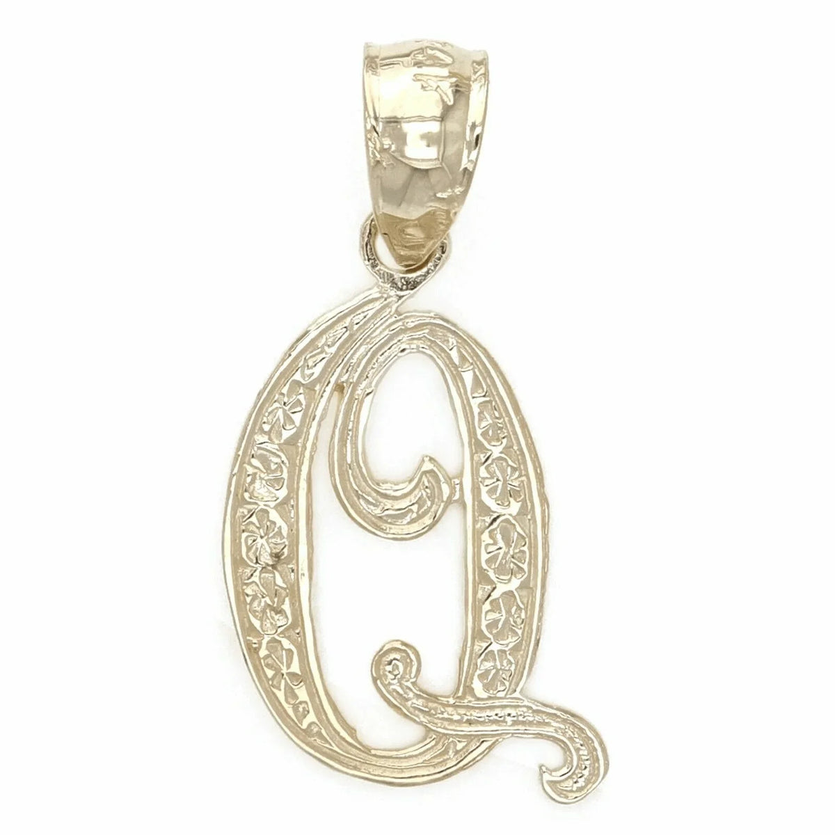 14k Yellow or White Gold Initial Letter Q Alphabet A-Z Charm Pendant - Jewelry Store by Erik Rayo