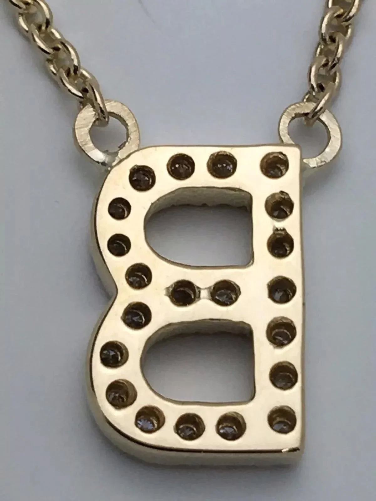 14k Yellow White or Rose Gold Diamond Initial Letter B Pendant Necklace 18" - Jewelry Store by Erik Rayo
