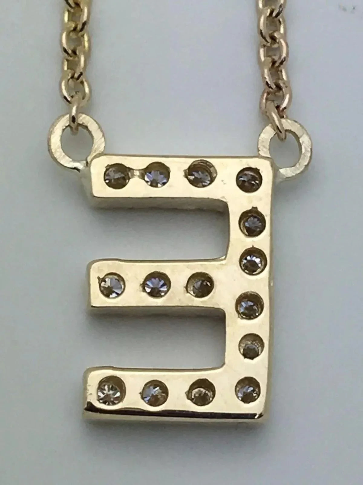 14k Yellow White or Rose Gold Diamond Initial Letter E Pendant Necklace 18" - Jewelry Store by Erik Rayo