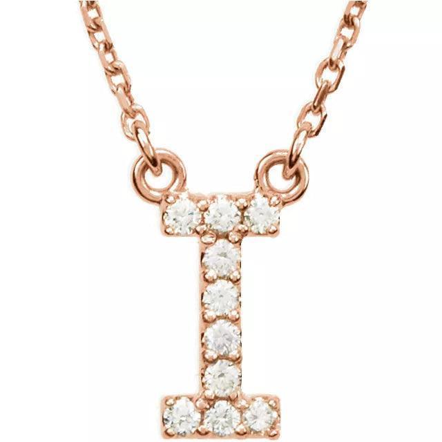 14k Yellow White or Rose Gold Diamond Initial Letter I Pendant Necklace 18" - Jewelry Store by Erik Rayo