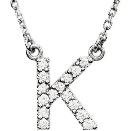 14k Yellow White or Rose Gold Diamond Initial Letter K Pendant Necklace 18" - Jewelry Store by Erik Rayo