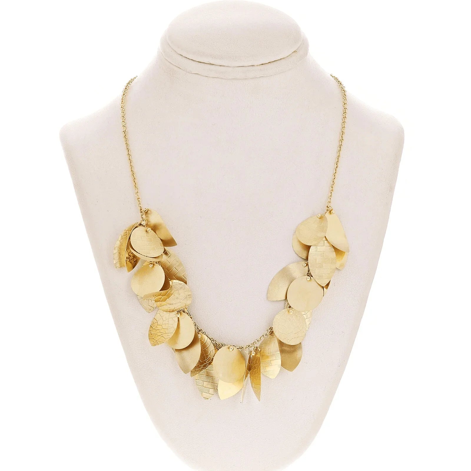 Italian 14k Yellow Gold Round & Leaves Charm Necklace 17" 12 grams - Jewelry Store by Erik Rayo