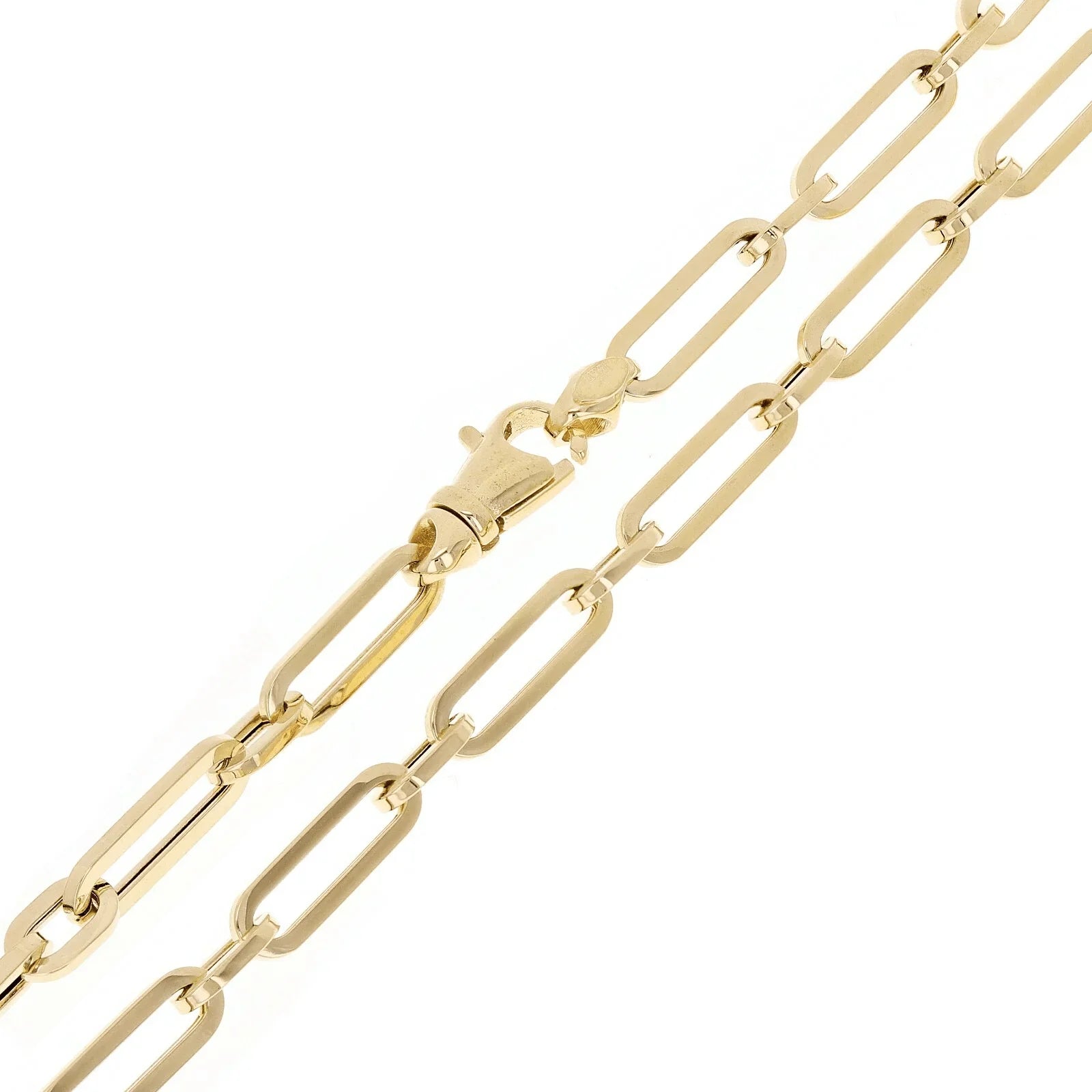 Italian 14k Yellow Gold Hollow Paper Clip Chain Necklace 22" 5mm 9.8 grams - Jewelry Store by Erik Rayo