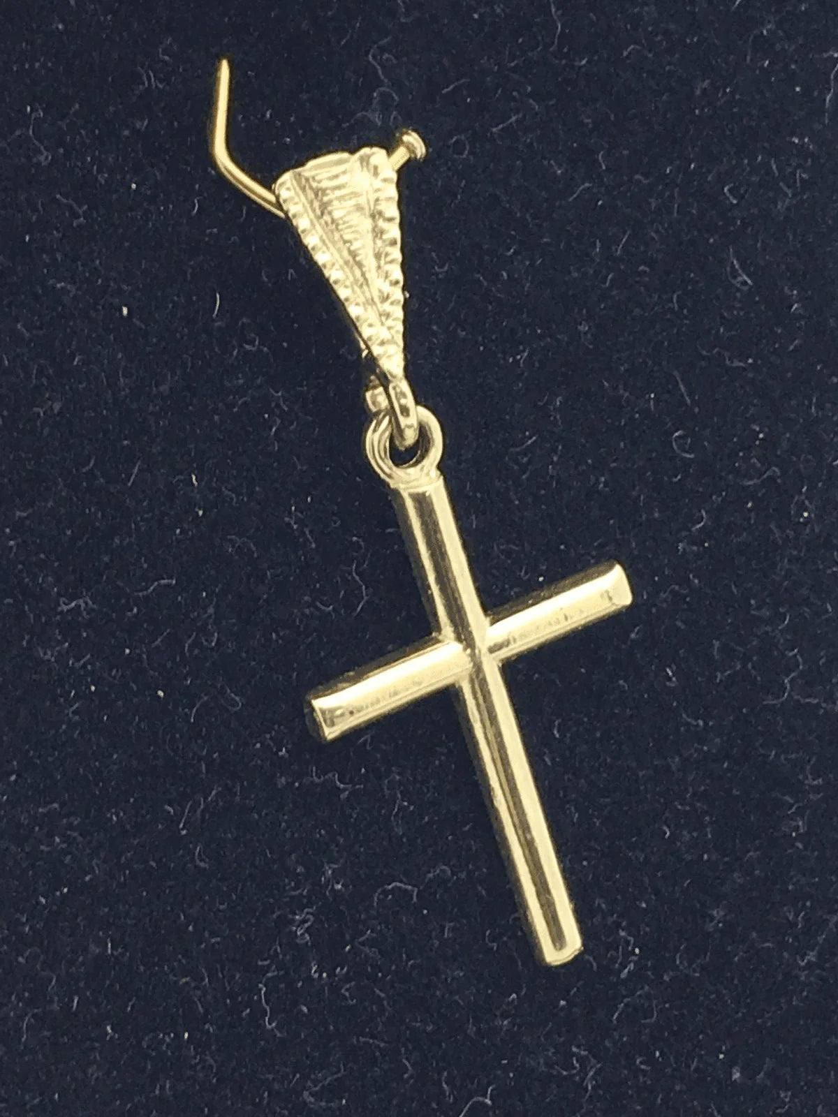 14k Yellow Gold Solid Plain High Polish Cross Religious Charm Pendant 0.9gram - Jewelry Store by Erik Rayo