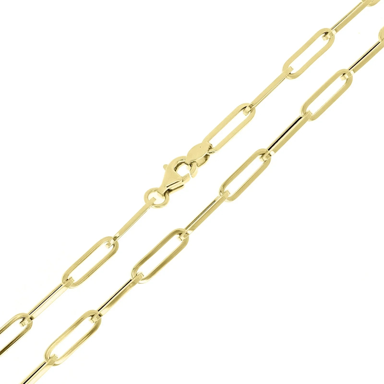Italian 14k Yellow Gold Hollow Paper Clip Chain Necklace 18" 3.2mm 3.3 grams - Jewelry Store by Erik Rayo