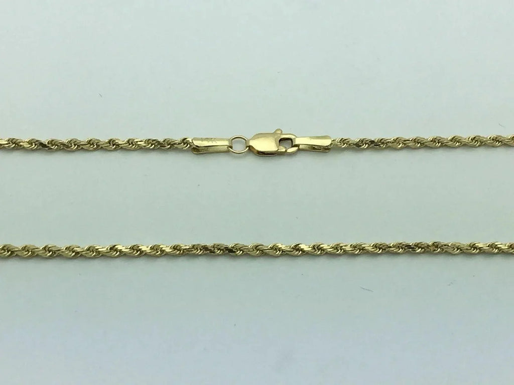 14k Yellow Gold Solid Diamond Cut Rope Chain Necklace 16" 2mm 6 grams - Jewelry Store by Erik Rayo