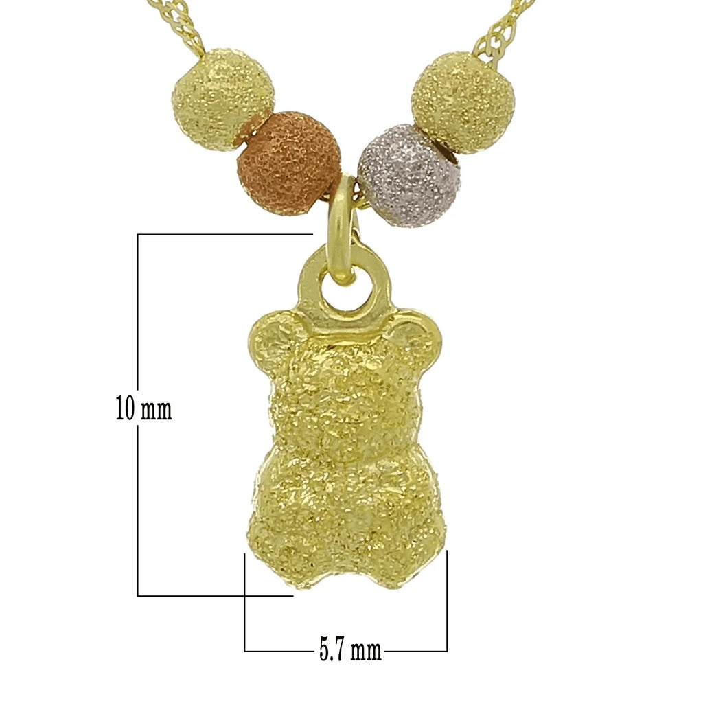 14k Tri Color Gold Ball Beads Teddy Bear Charm Bracelet Singapore Chain 7" 1.1g - Jewelry Store by Erik Rayo