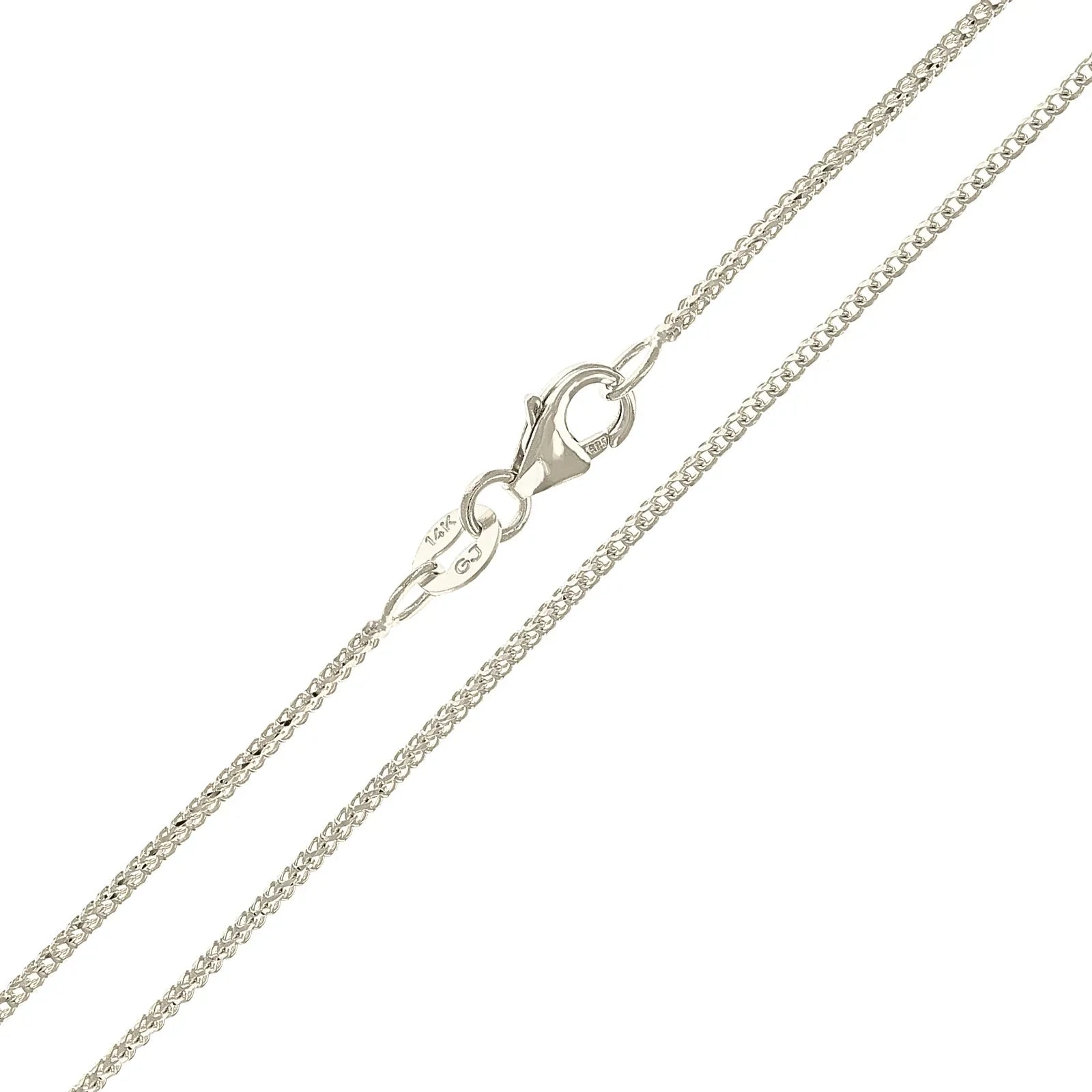 Italian 14k White Gold Solid Diamond Cut Franco Chain Necklace 20" 1mm 2.9 grams - Jewelry Store by Erik Rayo