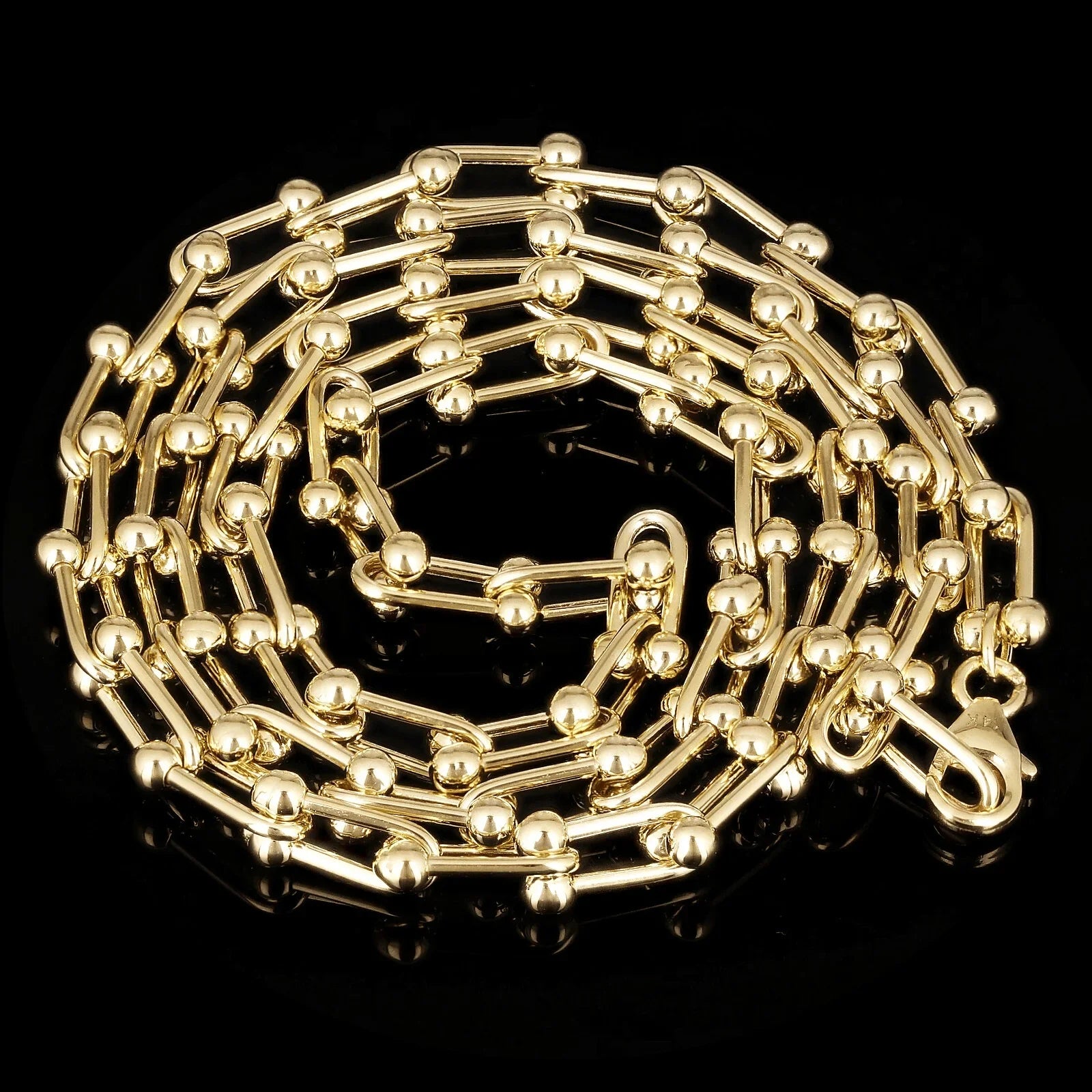 Italian 14k Yellow Gold Solid U Shape Hardwear Link Necklace 18" 5mm 13.8 grams - Jewelry Store by Erik Rayo