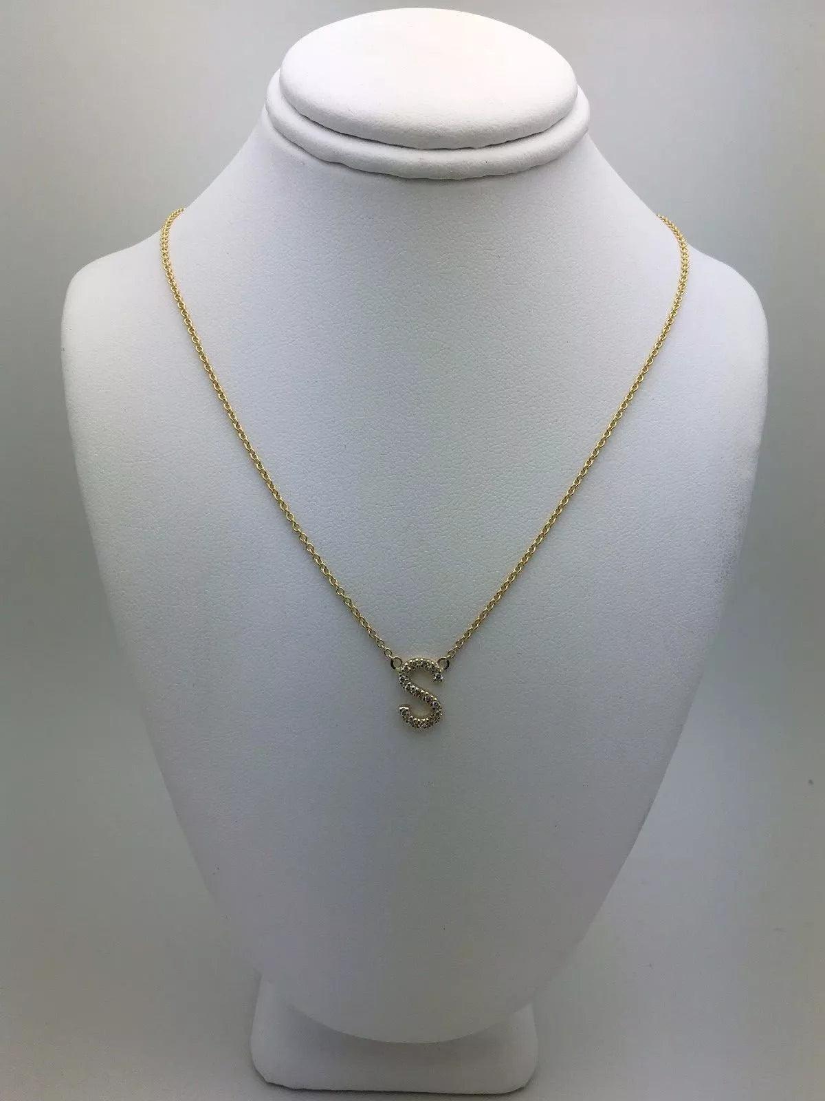 14k Yellow White or Rose Gold Diamond Initial Letter S Pendant Necklace 18" - Jewelry Store by Erik Rayo