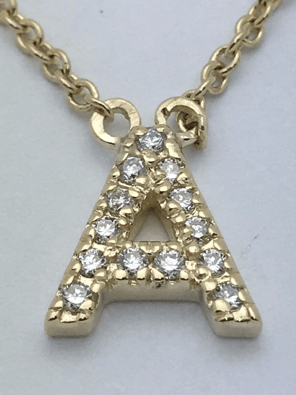 14k Yellow White or Rose Gold Diamond Initial Letter A Pendant Necklace 18" - Jewelry Store by Erik Rayo