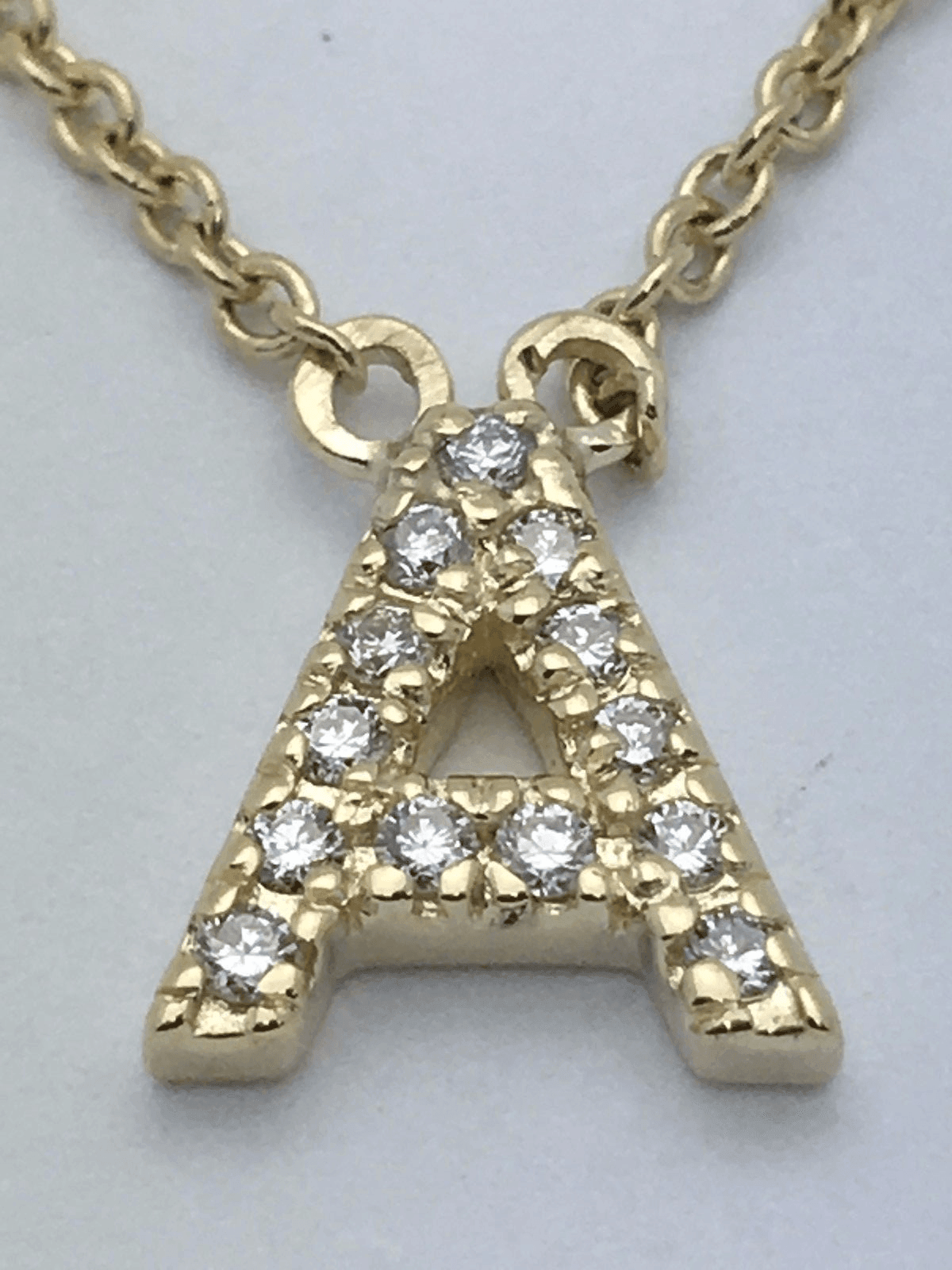14k Yellow White or Rose Gold Diamond Initial Letter A Pendant Necklace 18" - Jewelry Store by Erik Rayo