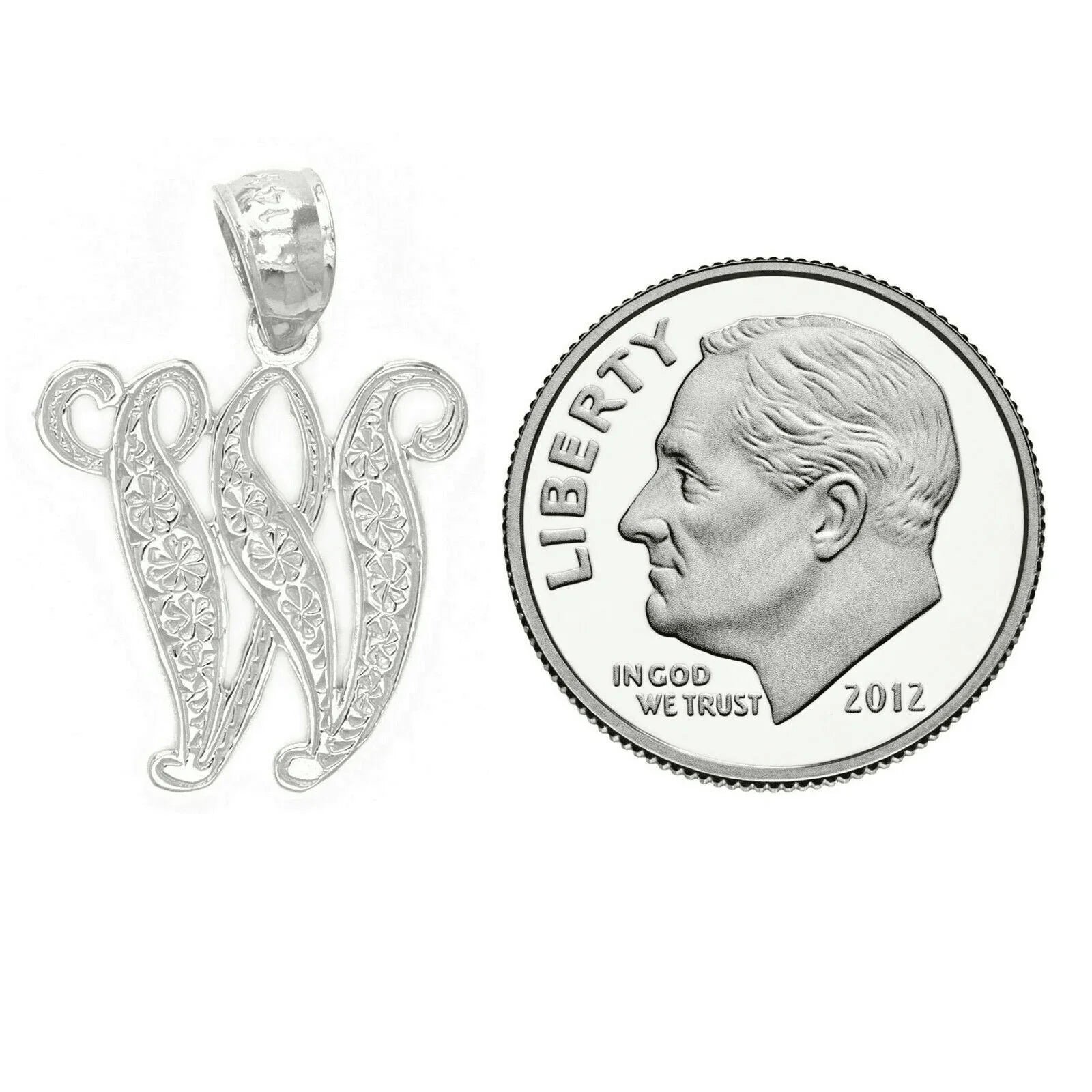 14k Yellow or White Gold Initial Letter W Alphabet A-Z Charm Pendant - Jewelry Store by Erik Rayo