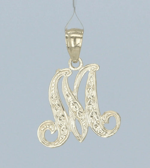 14k Yellow or White Gold Initial Letter M Alphabet A-Z Charm Pendant - Jewelry Store by Erik Rayo