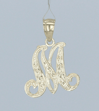 Load image into Gallery viewer, 14k Yellow or White Gold Initial Letter M Alphabet A-Z Charm Pendant
