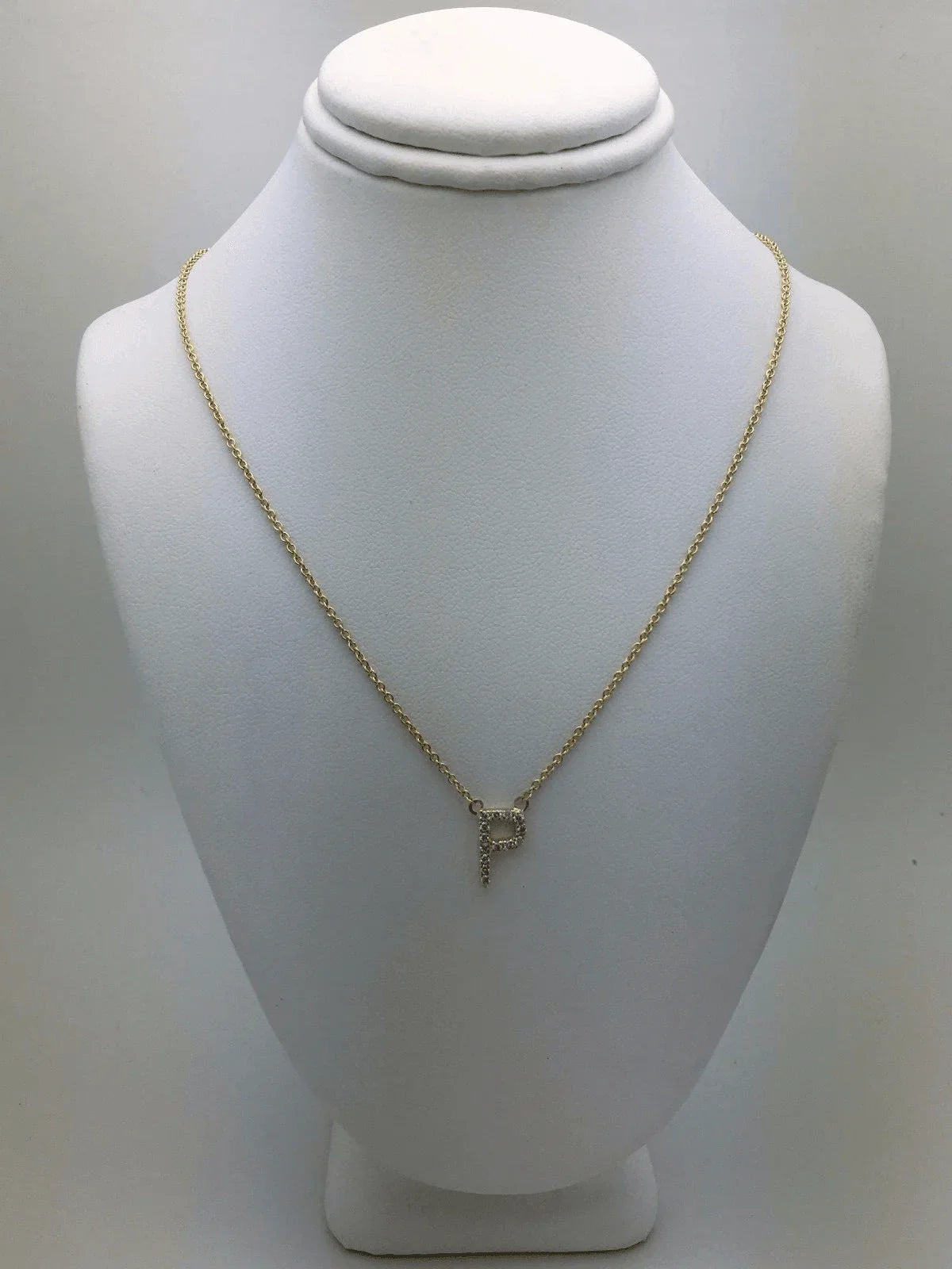 14k Yellow White or Rose Gold Diamond Initial Letter P Pendant Necklace 18" - Jewelry Store by Erik Rayo