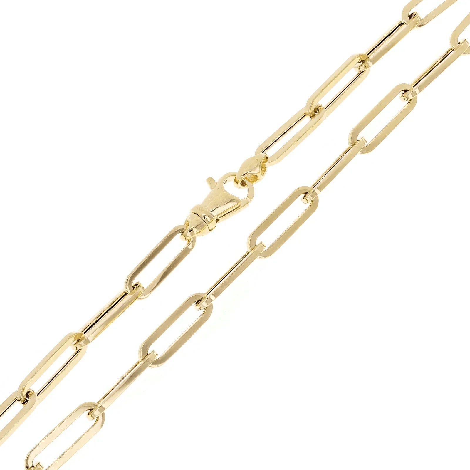 Italian 14k Yellow Gold Hollow Paper Clip Chain Necklace 22" 4.9mm 9 grams - Jewelry Store by Erik Rayo