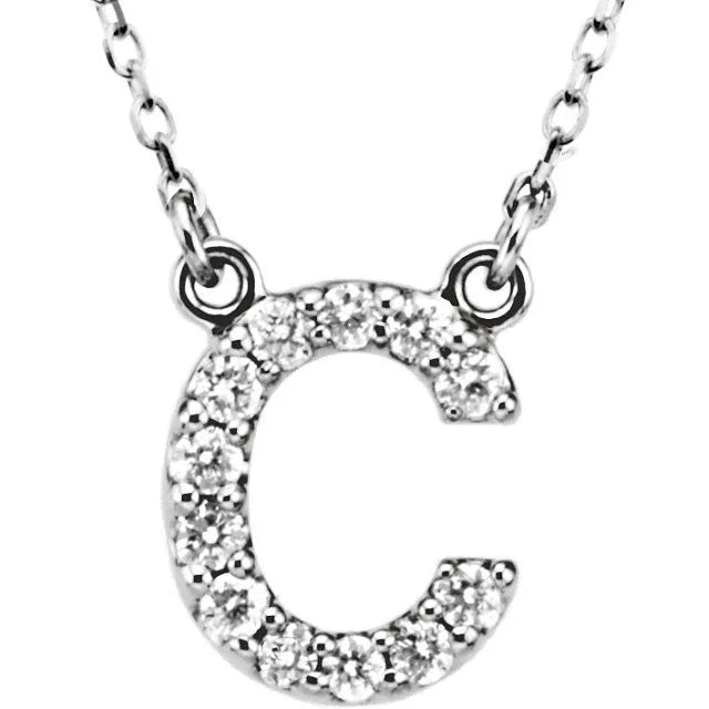 14k Yellow White or Rose Gold Diamond Initial Letter C Pendant Necklace 18" - Jewelry Store by Erik Rayo