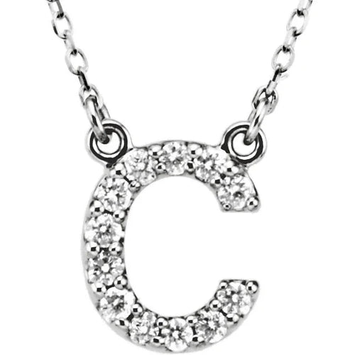 14k Yellow White or Rose Gold Diamond Initial Letter C Pendant Necklace 18" - Jewelry Store by Erik Rayo