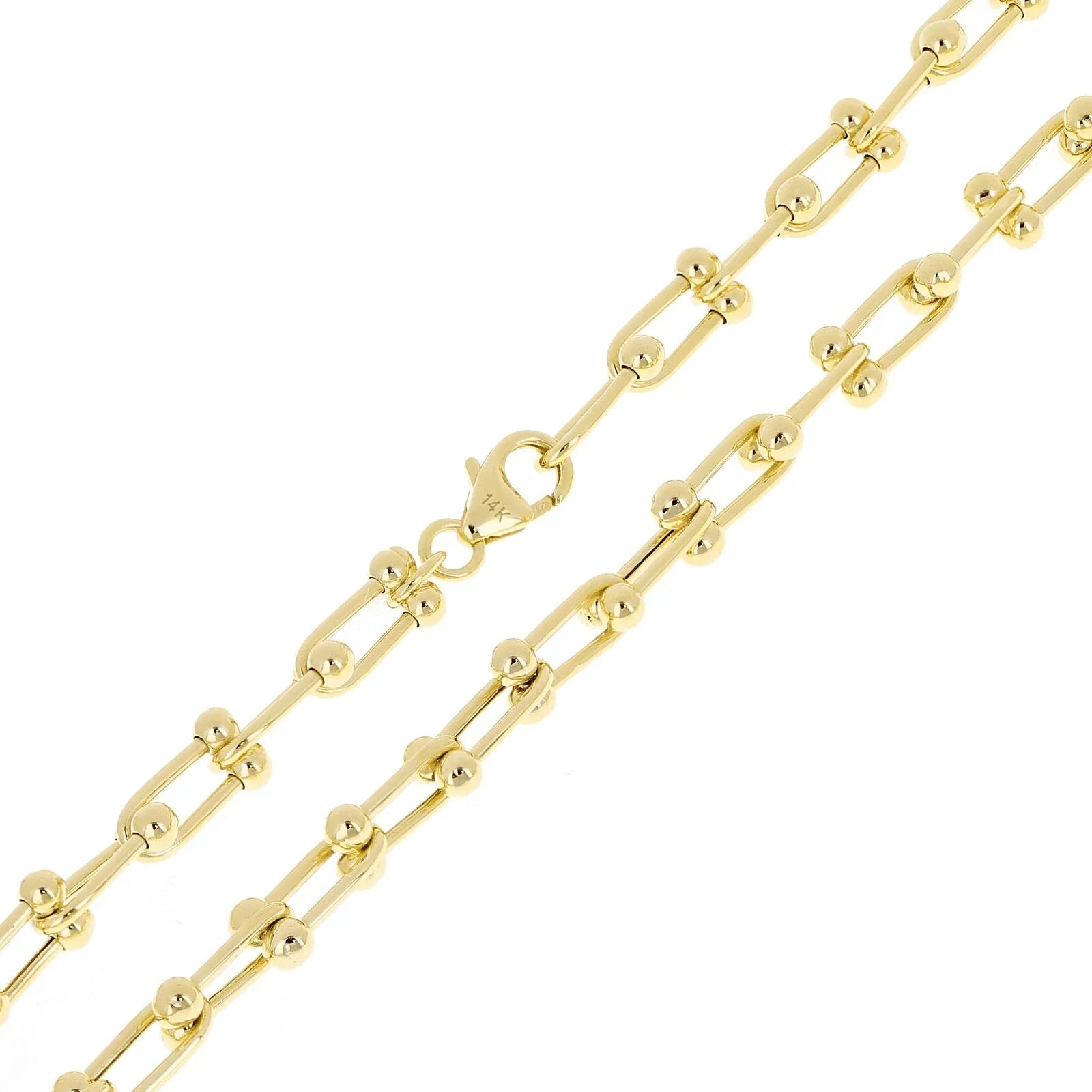 Italian 14k Yellow Gold Solid U Shape Hardwear Link Necklace 18" 5mm 13.8 grams - Jewelry Store by Erik Rayo