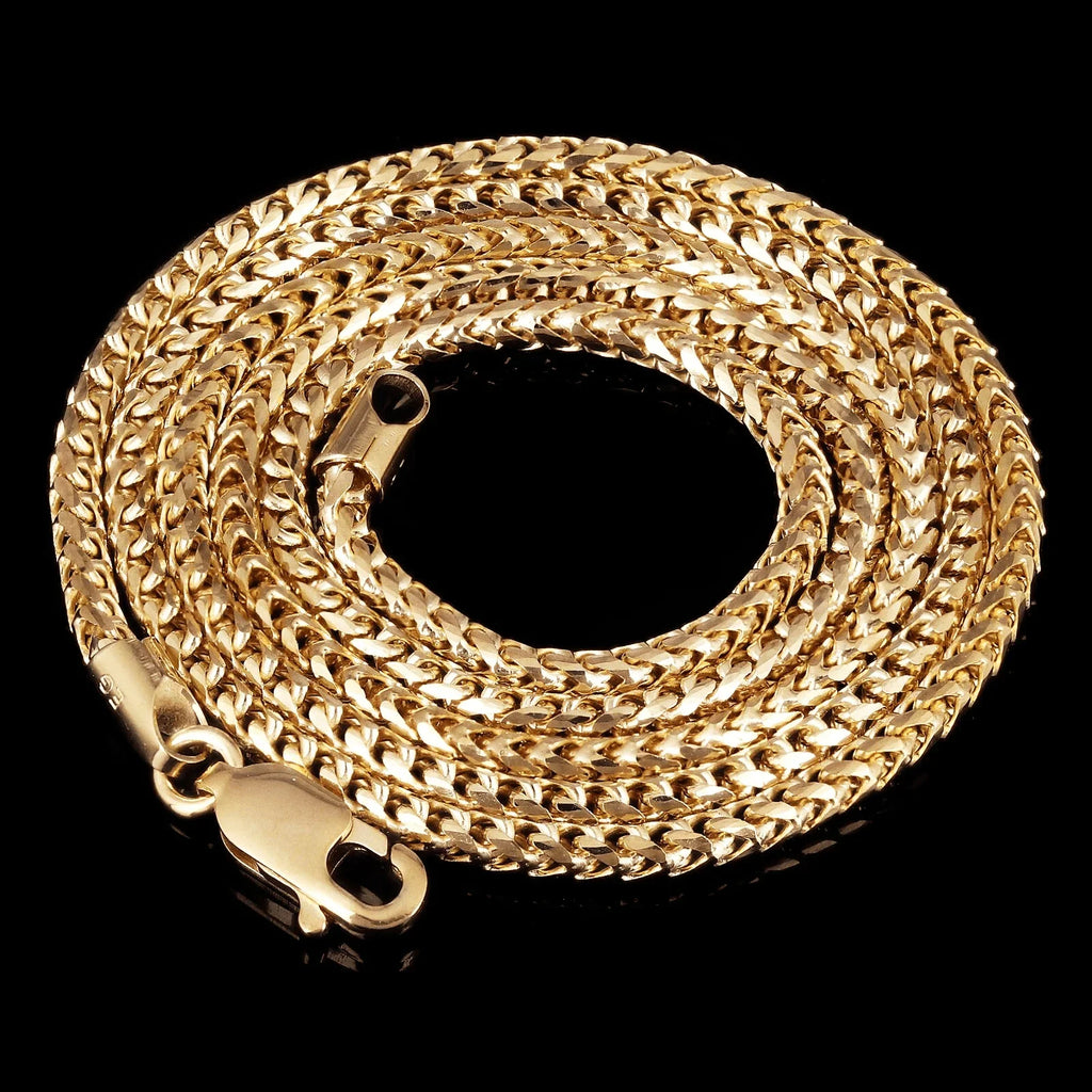 Italian 14k Yellow Gold Solid Diamond Cut Franco Chain Necklace 22" 2mm 12.4gram - Jewelry Store by Erik Rayo