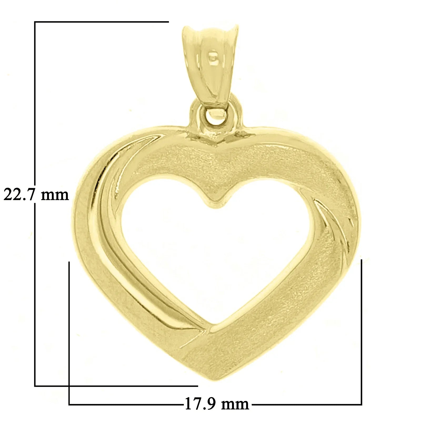 Italian 14k Yellow Gold Classic & Simple Design Open Heart Charm Pendant 0.9gram - Jewelry Store by Erik Rayo