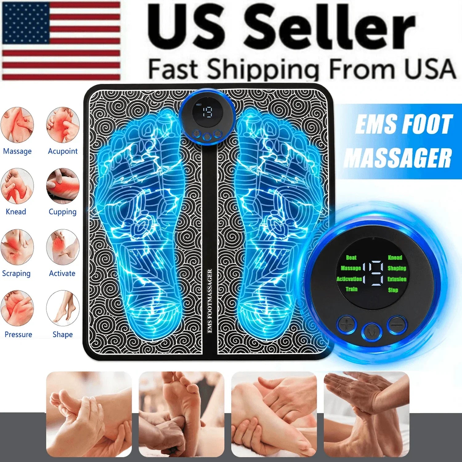 EMS Foot Massager Leg Electric Deep Reshaping Kneading Muscle Pain Relax Machine - Jewelry Store by Erik Rayo