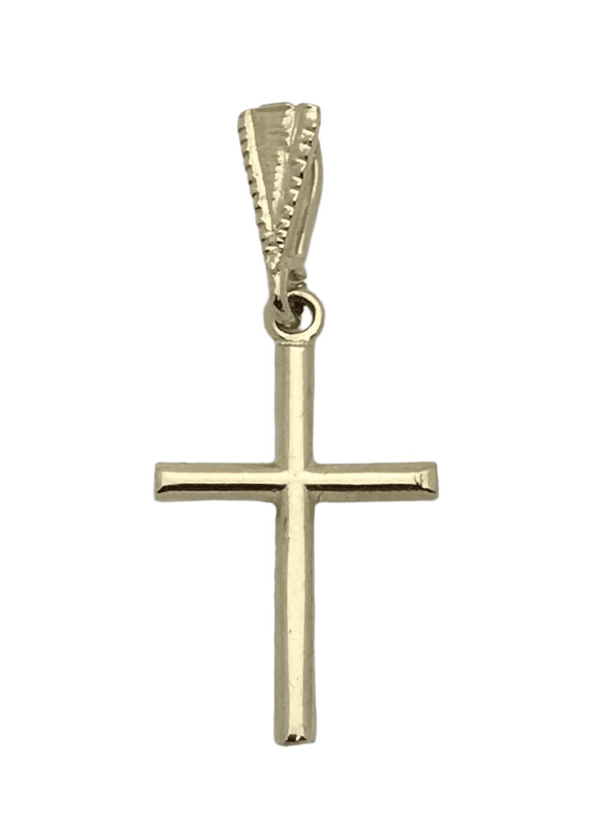 14k Yellow Gold Solid Plain High Polish Cross Religious Charm Pendant 0.9gram - Jewelry Store by Erik Rayo