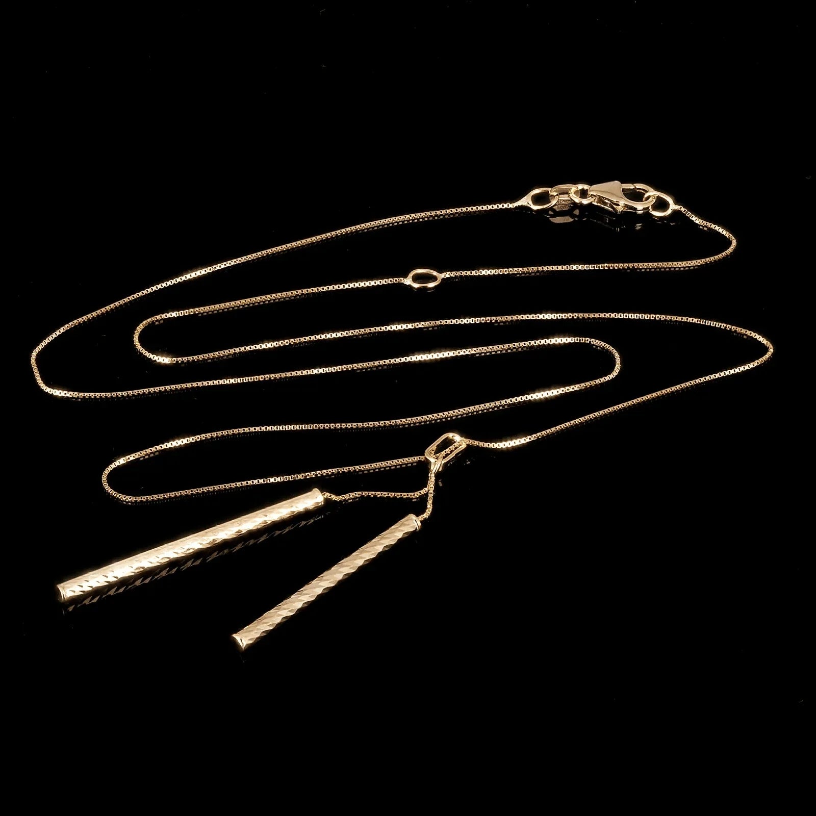 Italian 14k Yellow Gold Diamond-Cut Tube Gold Bar Necklace 18" 1.7 grams - Jewelry Store by Erik Rayo