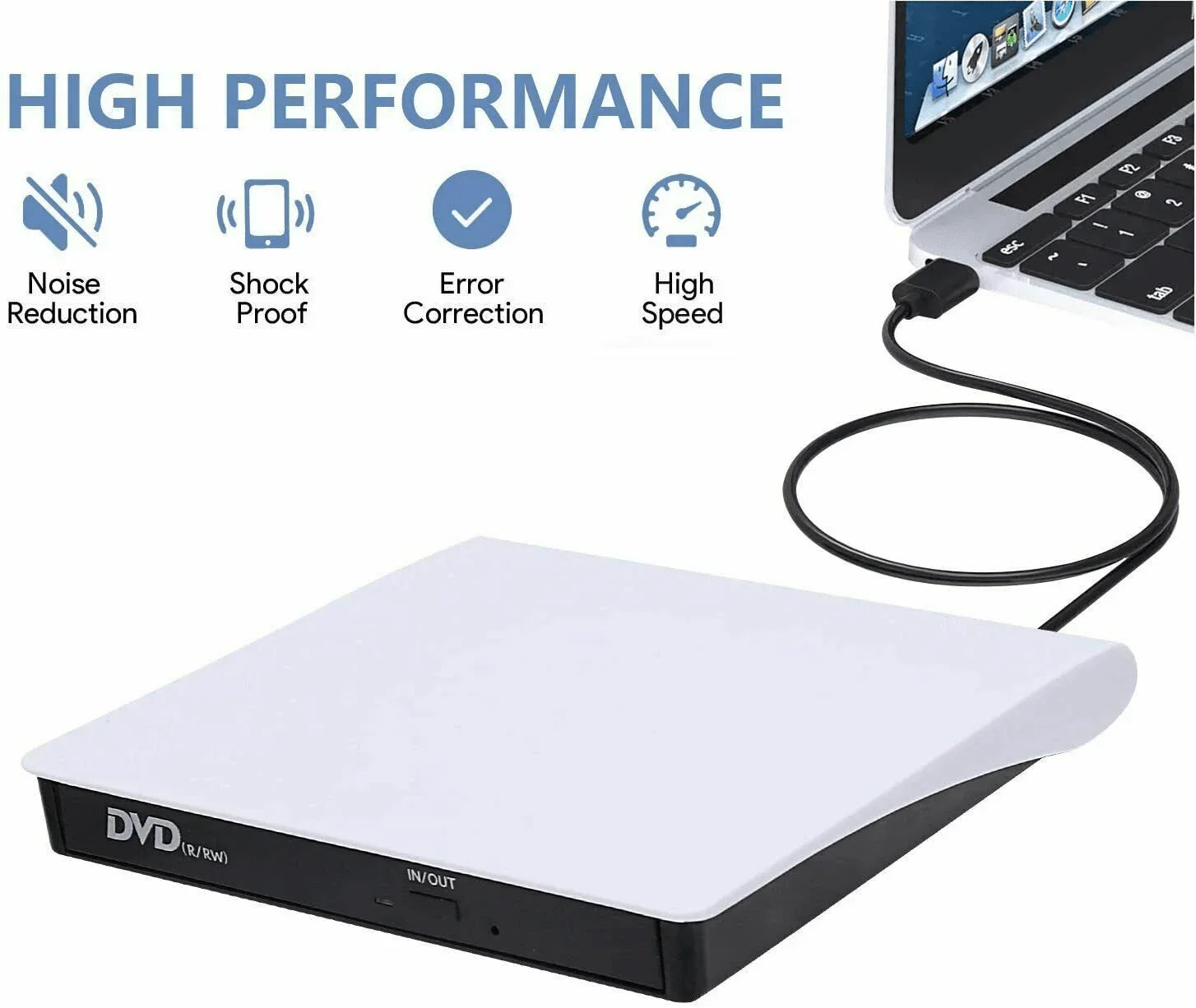 Slim External CD DVD Drive USB 3.0 Disc Player Burner Writer For Laptop PC Mac - Jewelry Store by Erik Rayo