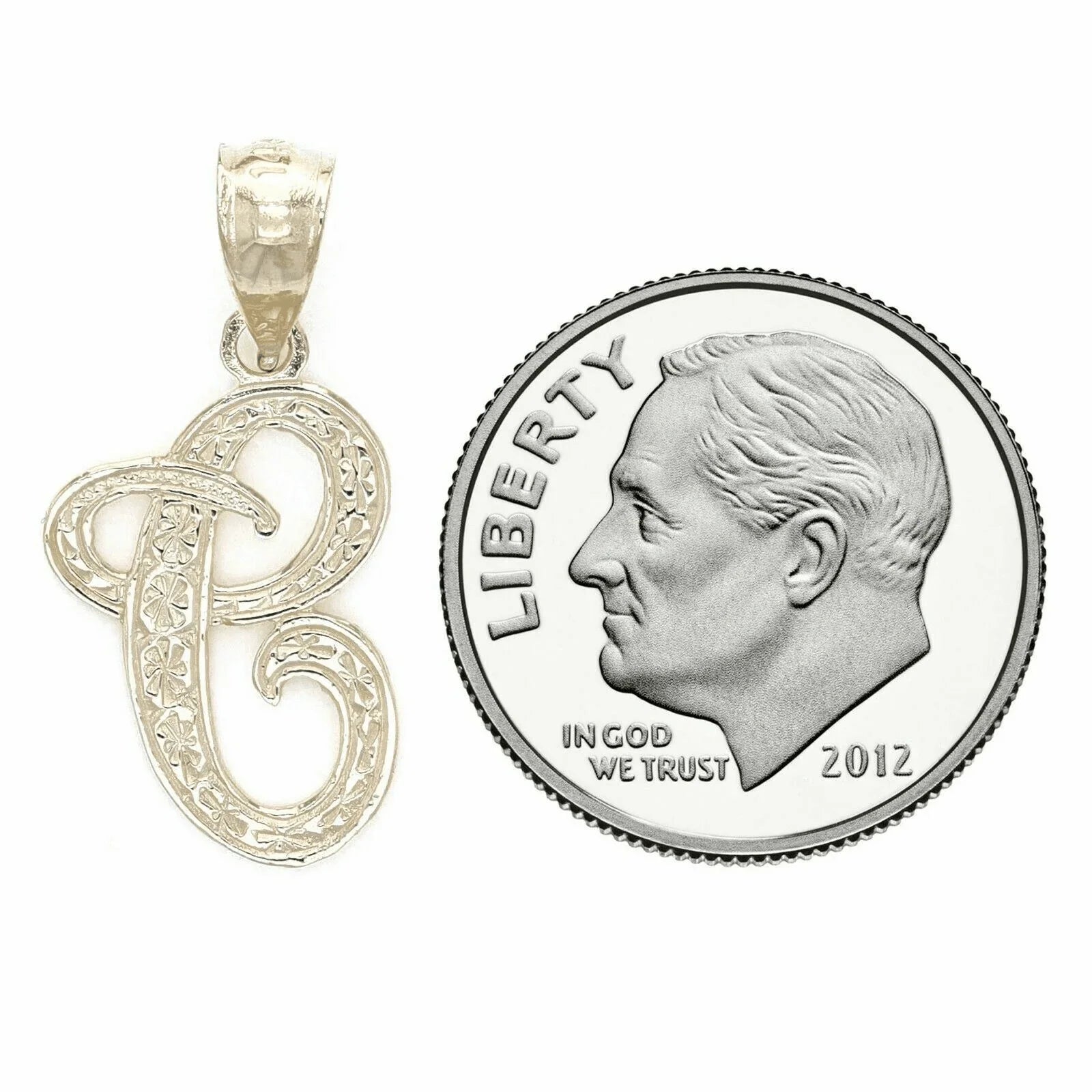 14k Yellow or White Gold Initial Letter C Alphabet A-Z Charm Pendant - Jewelry Store by Erik Rayo