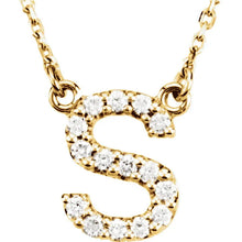 Load image into Gallery viewer, 14k Yellow White or Rose Gold Diamond Initial Letter S Pendant Necklace 18&quot;
