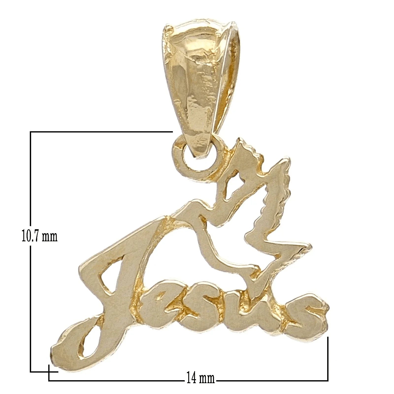 14k Yellow Gold Solid Dove Jesus Religious Charm Pendant 0.9 gram - Jewelry Store by Erik Rayo