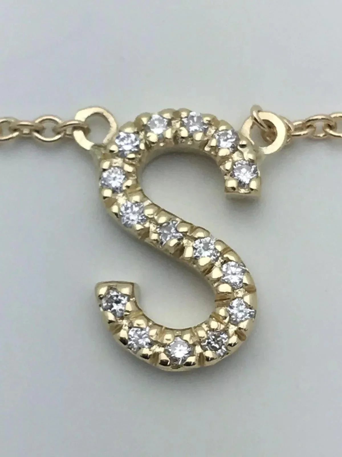 14k Yellow White or Rose Gold Diamond Initial Letter S Pendant Necklace 18" - Jewelry Store by Erik Rayo