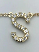 Load image into Gallery viewer, 14k Yellow White or Rose Gold Diamond Initial Letter S Pendant Necklace 18&quot;
