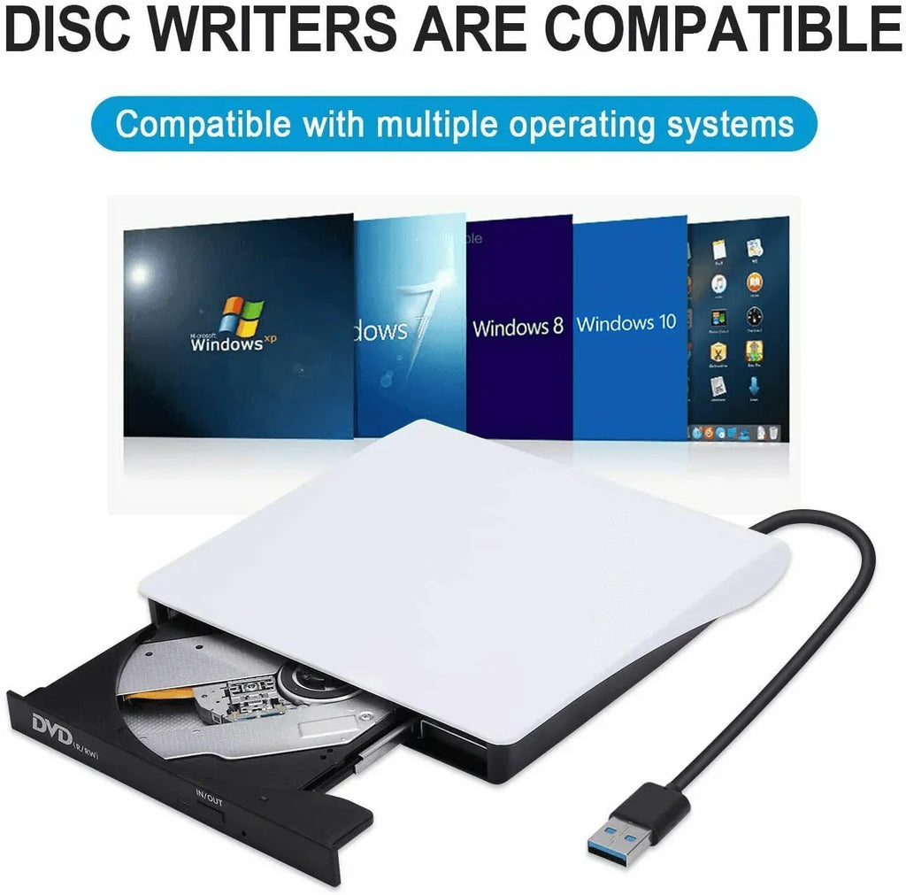 Slim External CD DVD Drive USB 3.0 Disc Player Burner Writer For Laptop PC Mac - Jewelry Store by Erik Rayo