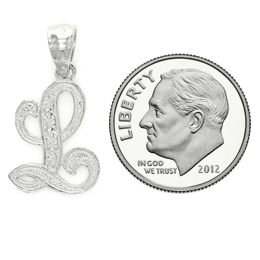 14k Yellow or White Gold Initial Letter L Alphabet A-Z Charm Pendant - Jewelry Store by Erik Rayo