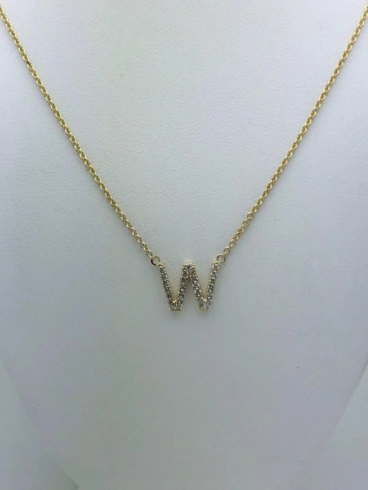 14k Yellow White or Rose Gold Diamond Initial Letter "W" Pendant Necklace 18" - Jewelry Store by Erik Rayo
