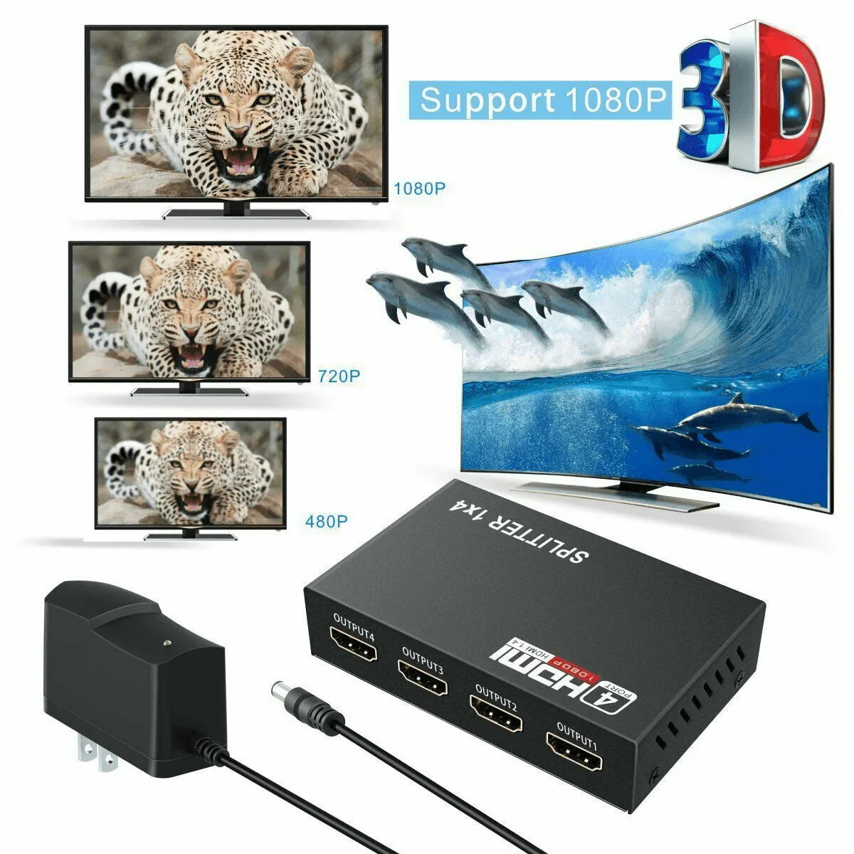 4 Port HDMI 4K Hub Multi Splitter & Amplifier For 3D HDTV 1080P 1X4 1 In 4 Out - Jewelry Store by Erik Rayo