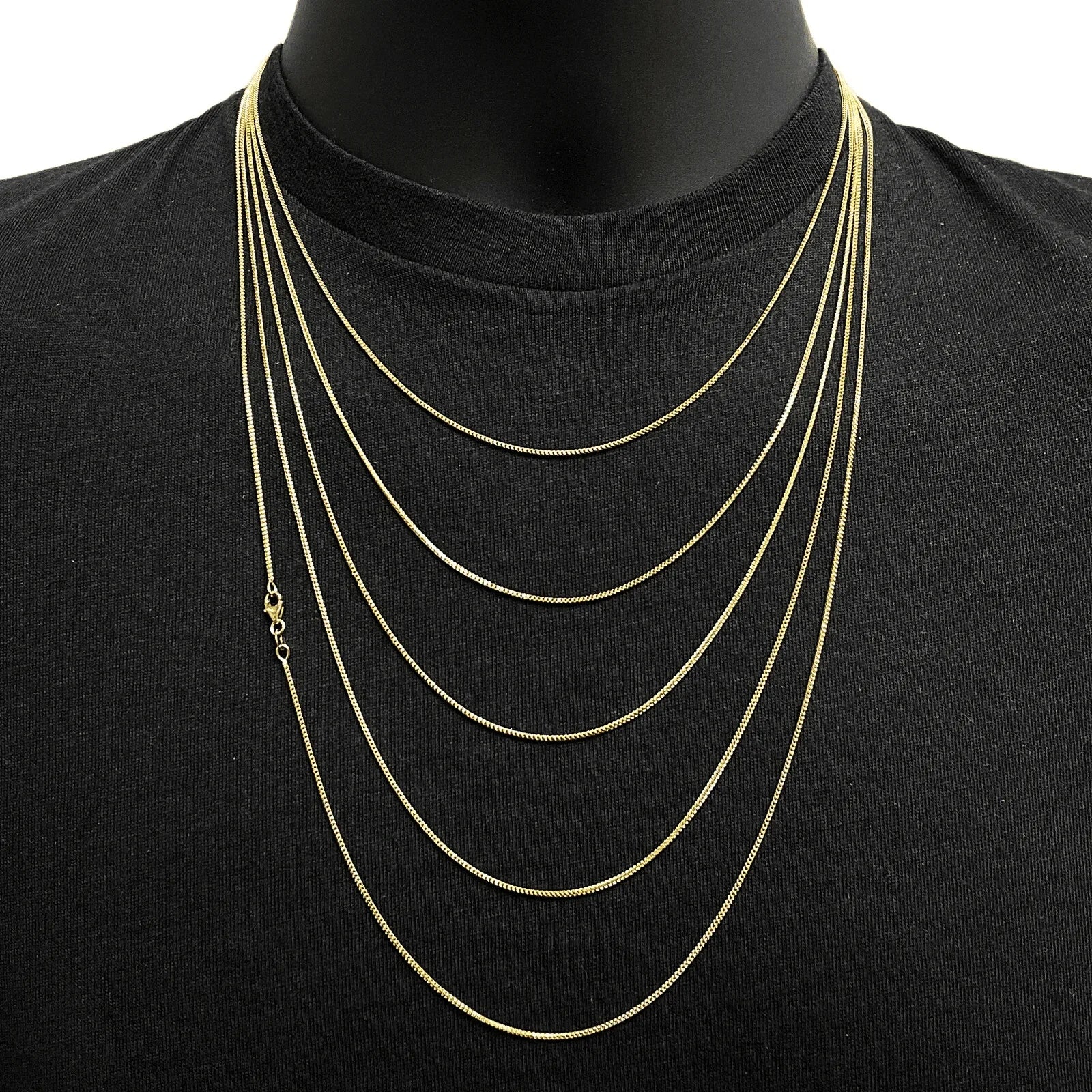 Italian 14k Yellow Gold Solid Diamond Cut Franco Chain Necklace 22" 1mm 3.2grams - Jewelry Store by Erik Rayo