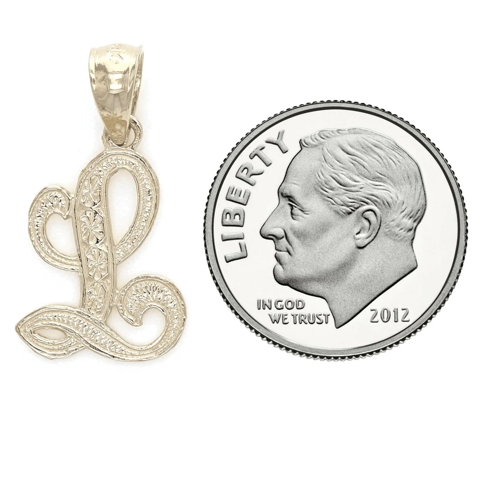14k Yellow or White Gold Initial Letter L Alphabet A-Z Charm Pendant - Jewelry Store by Erik Rayo