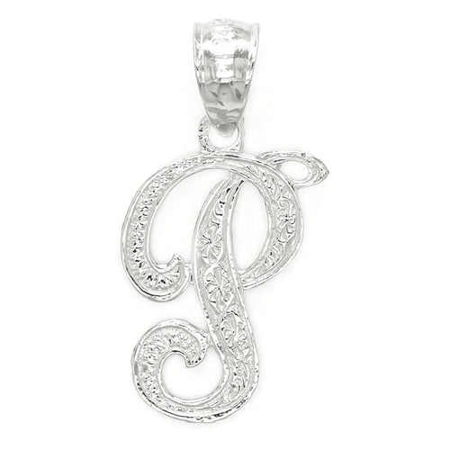14k Yellow or White Gold Initial Letter P Alphabet A-Z Charm Pendant - Jewelry Store by Erik Rayo