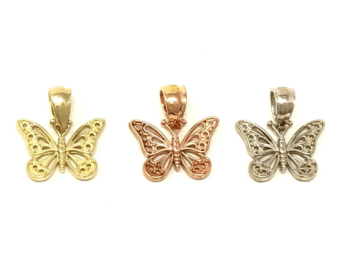 14k Yellow White or Rose Gold Butterfly Charm Pendant - Jewelry Store by Erik Rayo
