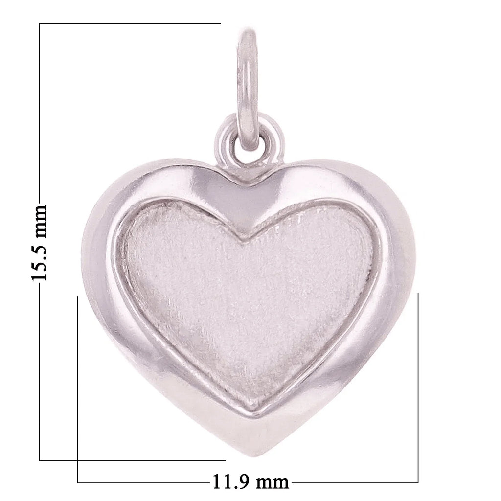 Italian 14k White Gold Satin & Polished Finish Small Heart Charm Pendant 1 gram - Jewelry Store by Erik Rayo