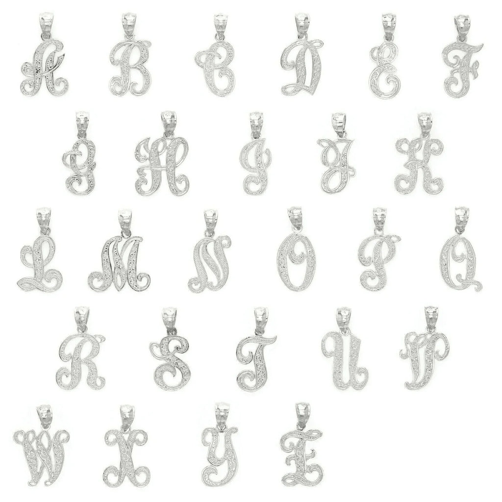 14k Yellow or White Gold Initial Letter K Alphabet A-Z Charm Pendant - Jewelry Store by Erik Rayo